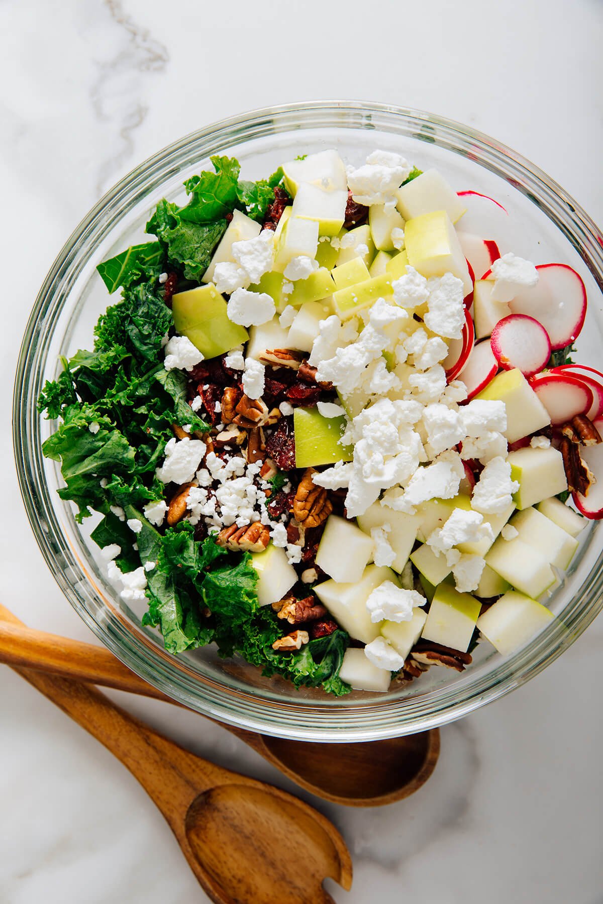 Deb's kale salad with apples and pecans before mixing