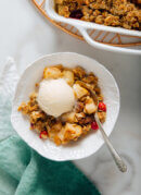 pear crisp with ice cream