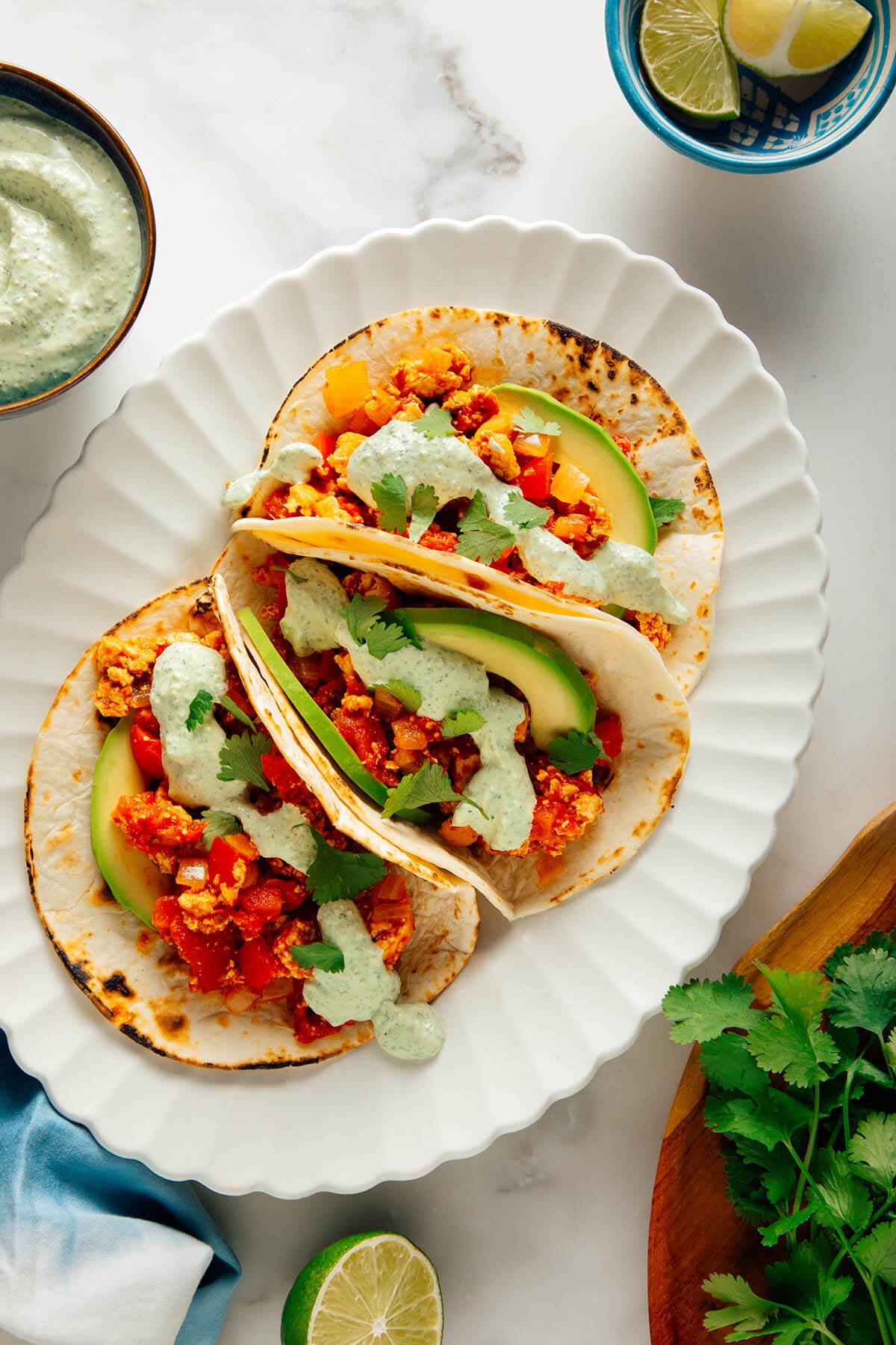 cilantro lime sauce on tacos